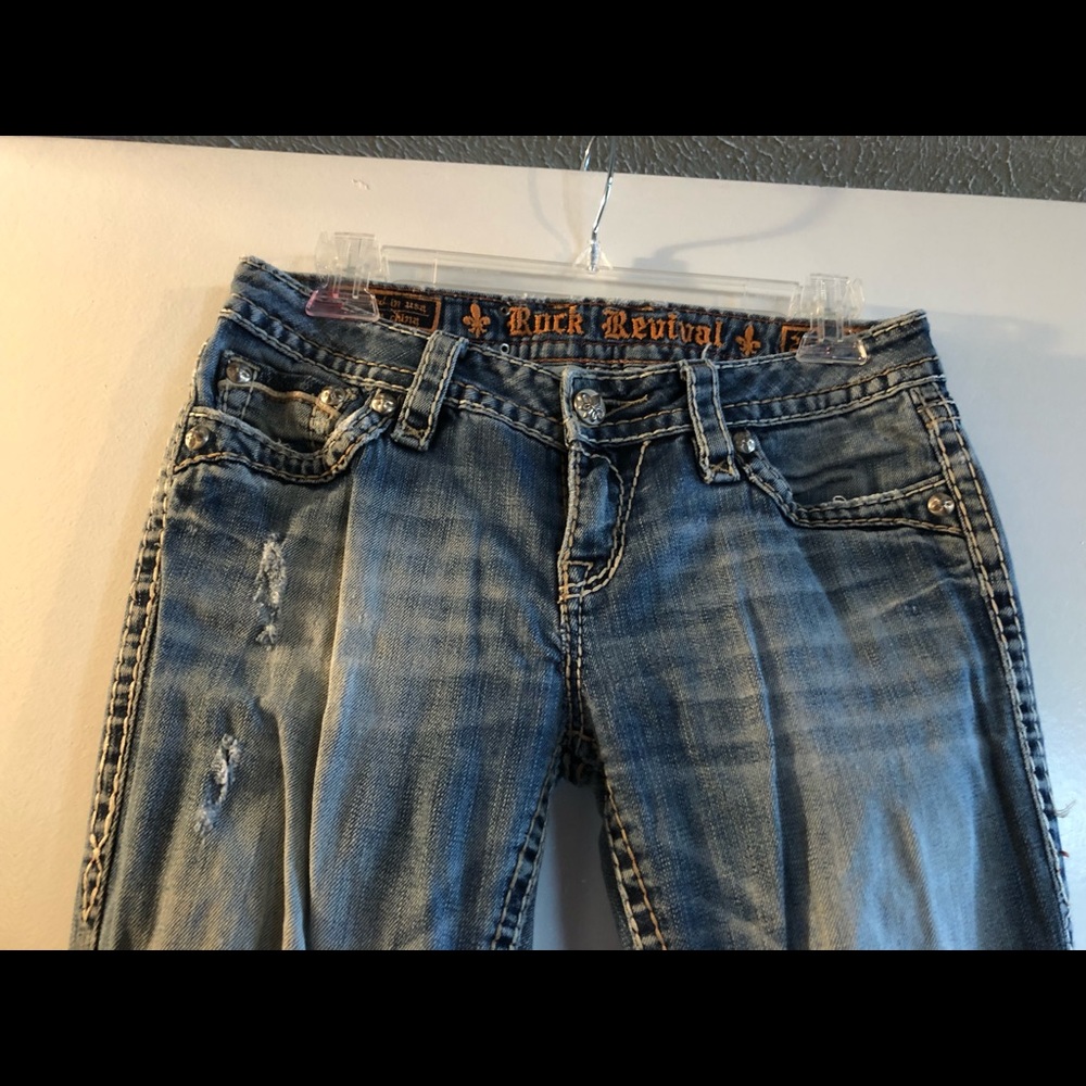 Distressed rock revival jeans